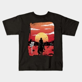 Lone Rider at Sunset Kids T-Shirt